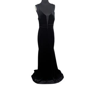 City Vibe Black Velvet Maxi Formal Gown Dress Jrs 15 goth prom glam mermaid